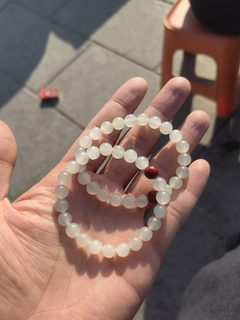 和田玉高冰白手串多样性发一