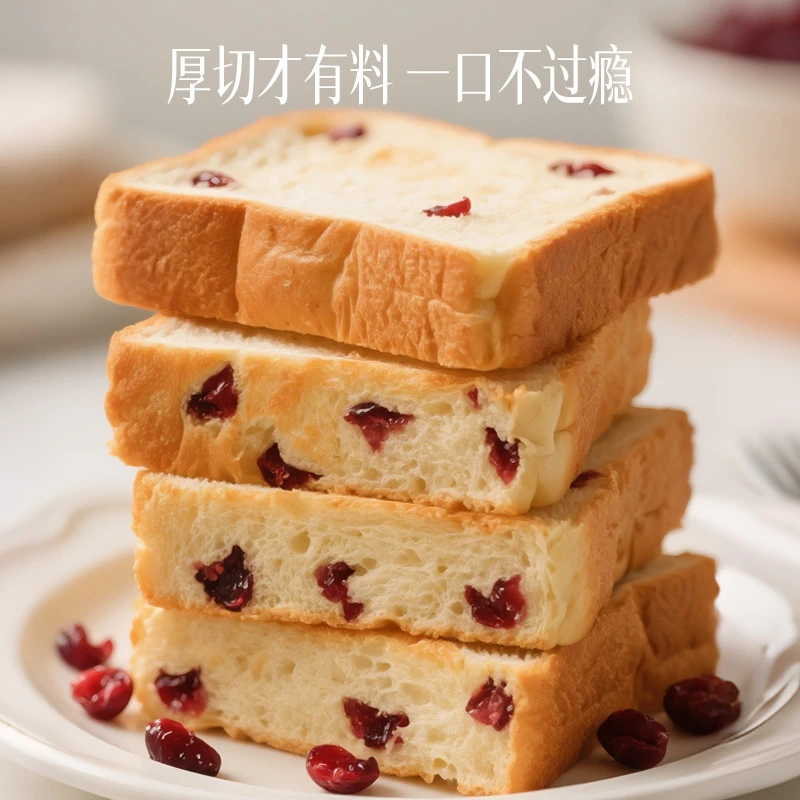 【无蔗糖】蔓越莓黄油厚切吐司健康轻食营养代餐网红休闲零食糕点Y