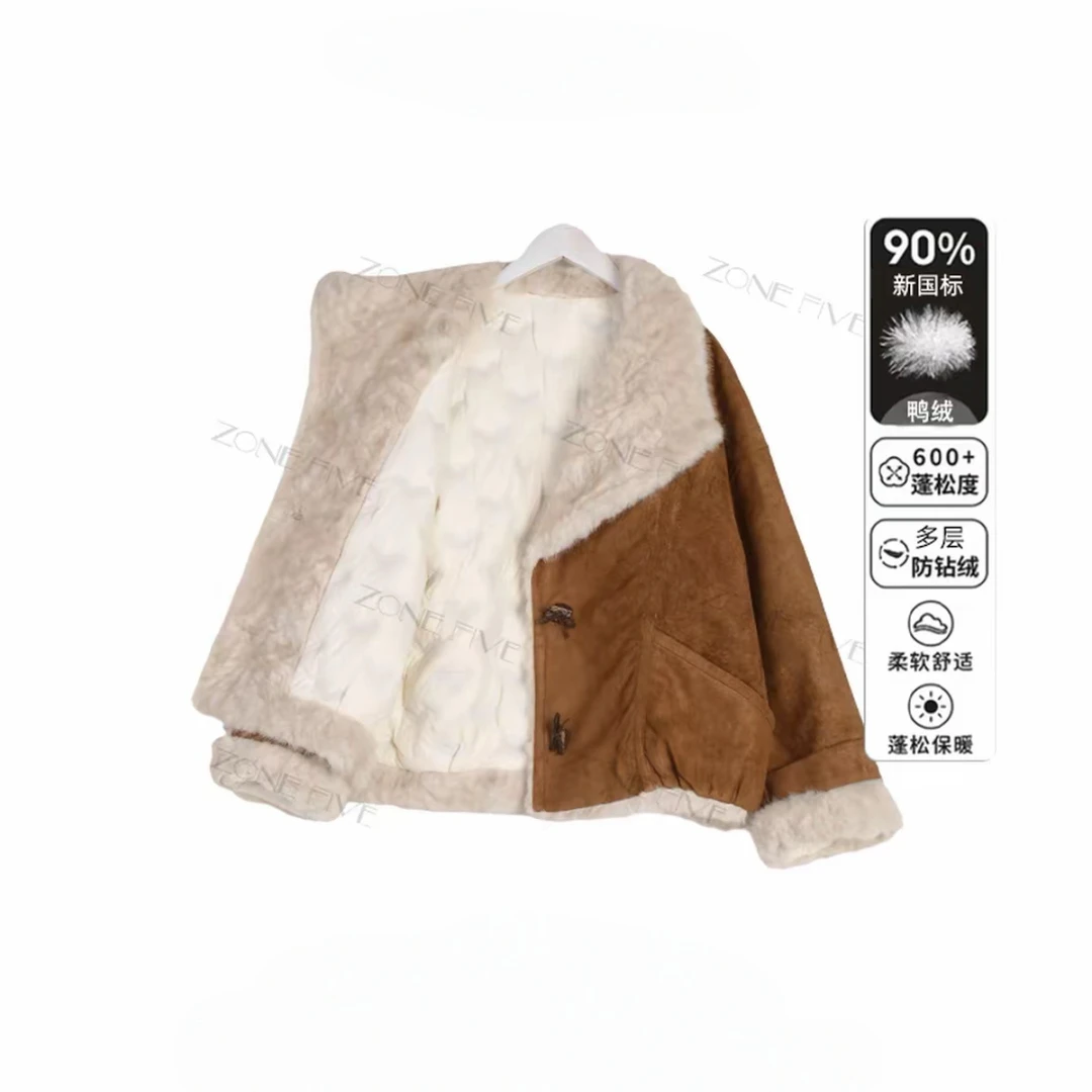 2025冬季新款大翻毛领90白鸭绒羽绒服加厚短款保暖显瘦外套00144