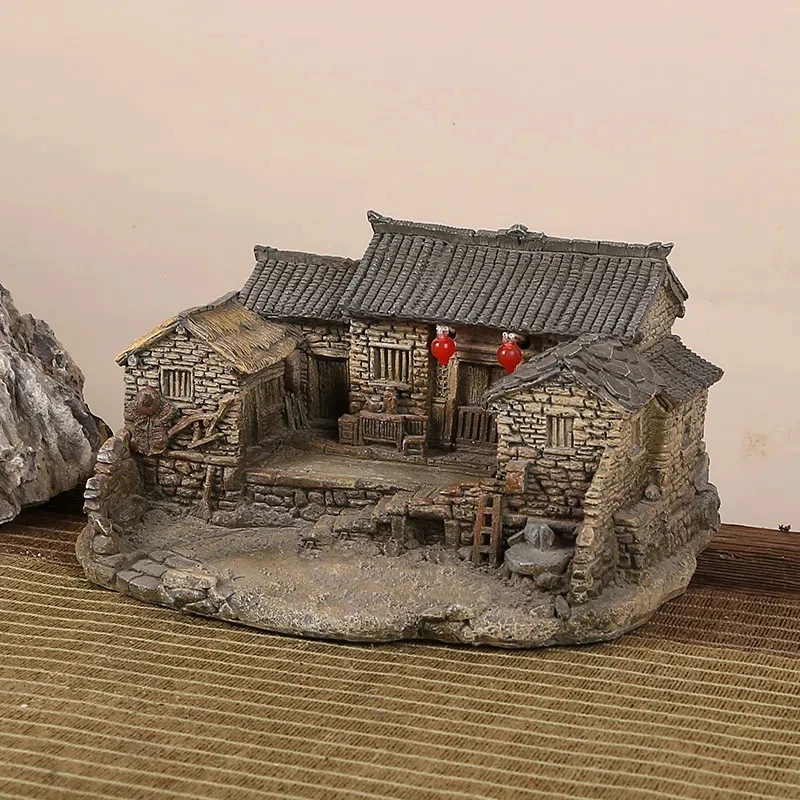 静夜思可亮灯复古小房子微缩乡愁农家院造景盆器复古怀旧装饰摆件
