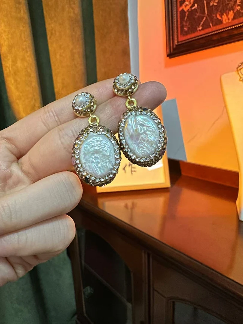 跨境碧玺珍珠耳环