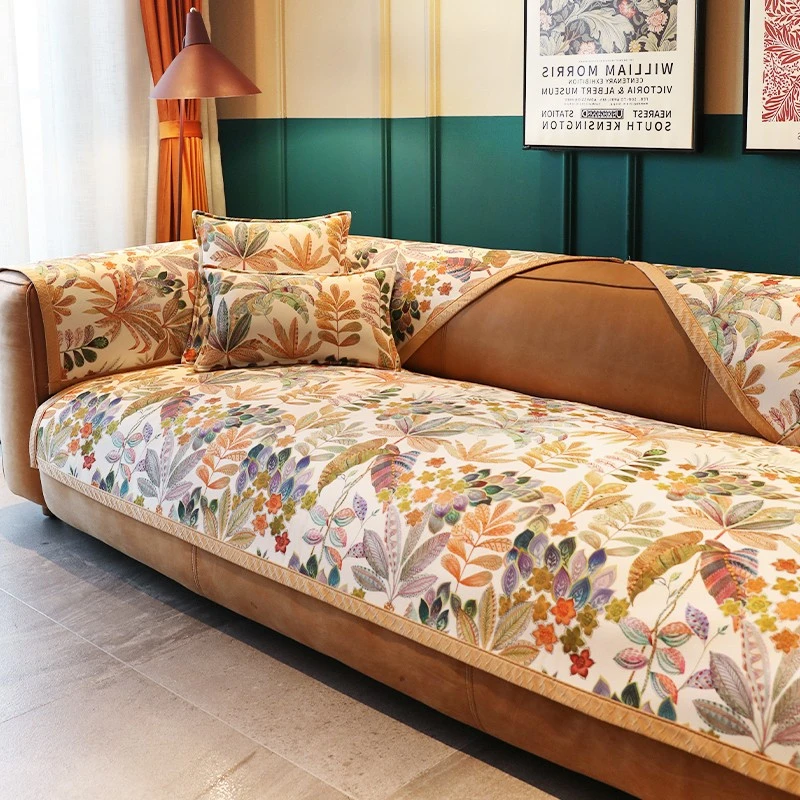 【曼陀罗华】四季通用家居雪尼尔防滑沙发垫巾高档客厅轻奢坐垫子