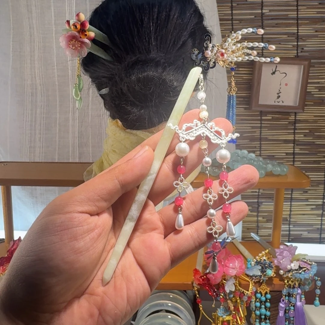 蛇纹石玉合金发饰