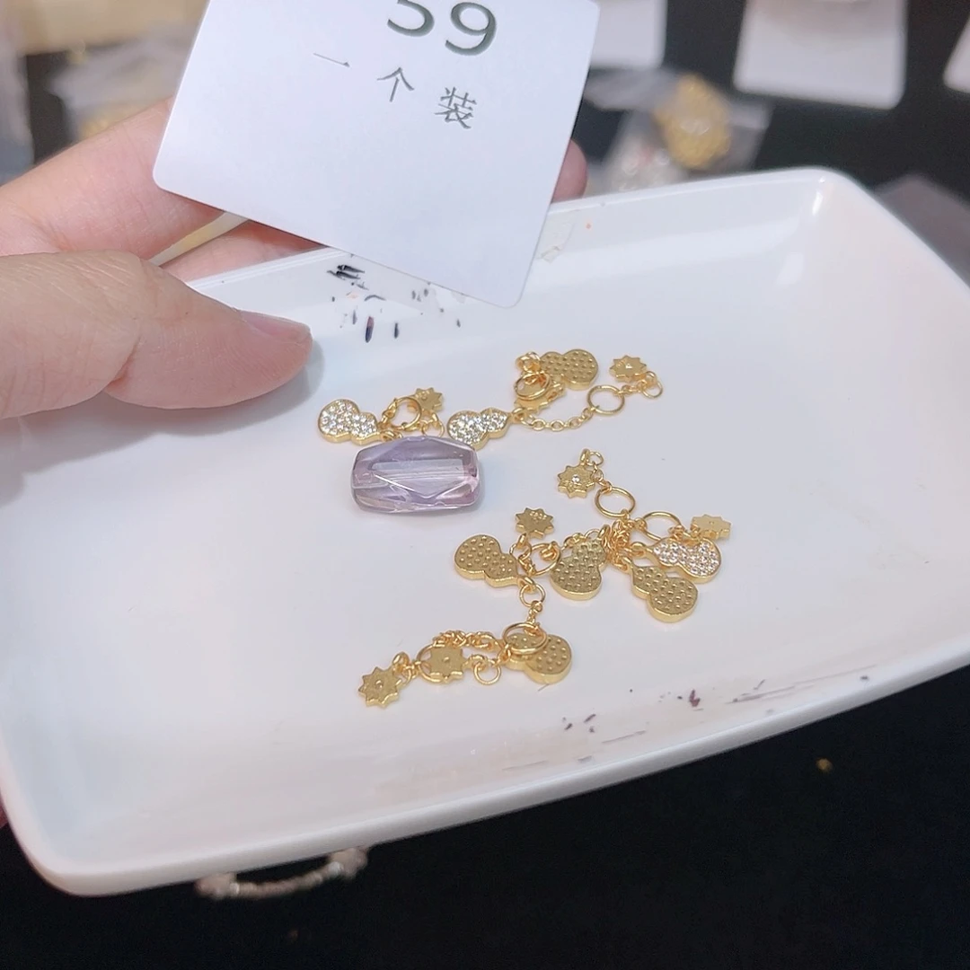 紫晶珠宝半成品银S925镀金镶嵌59