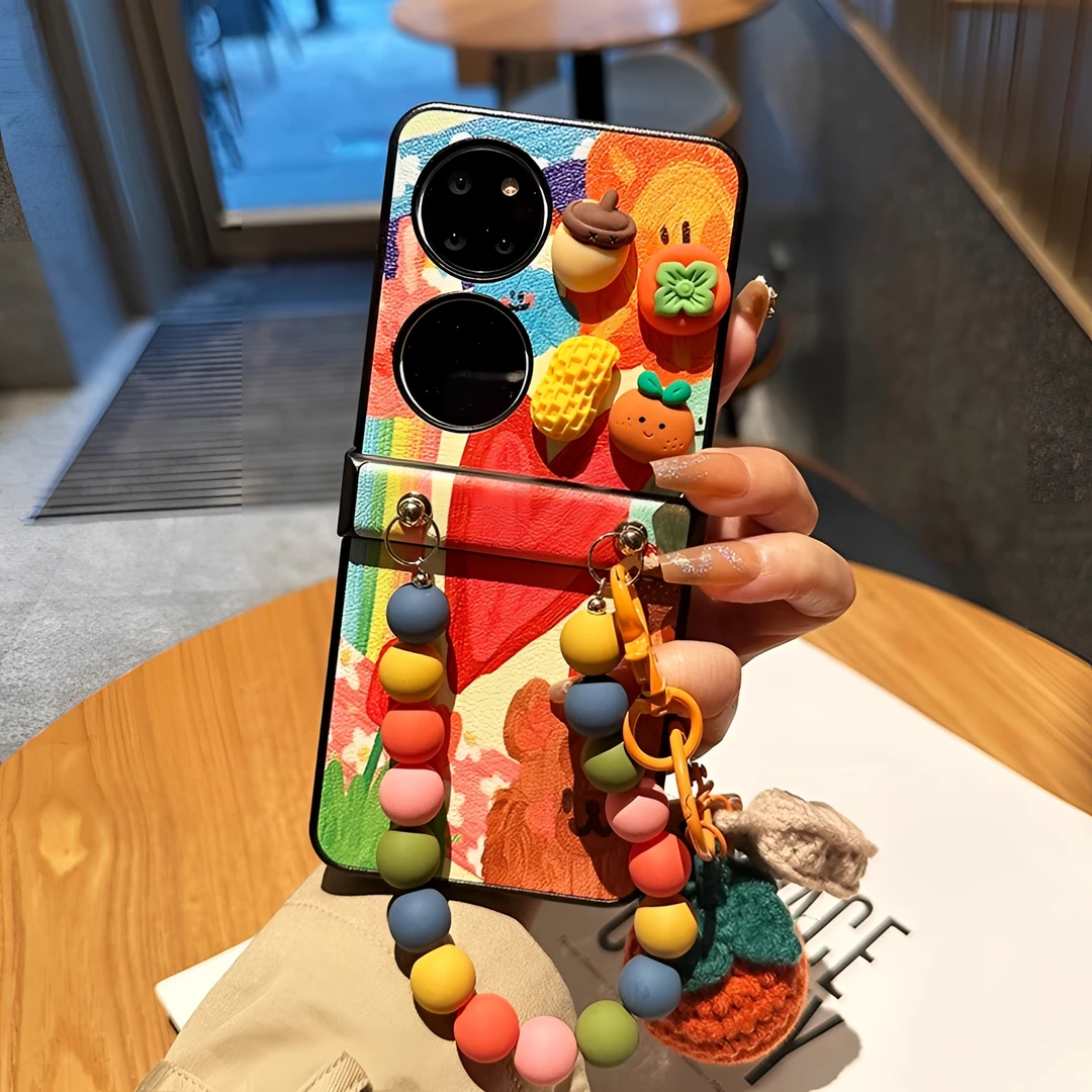 杨幂同款好柿发生适用华为Pocket2手机壳Pura X油画皮质P50Pocket