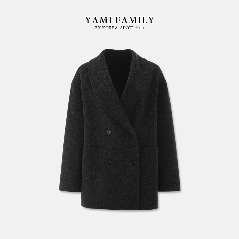 YM 585 女士双面羊毛大衣时尚休闲中长款经典商务翻领秋冬