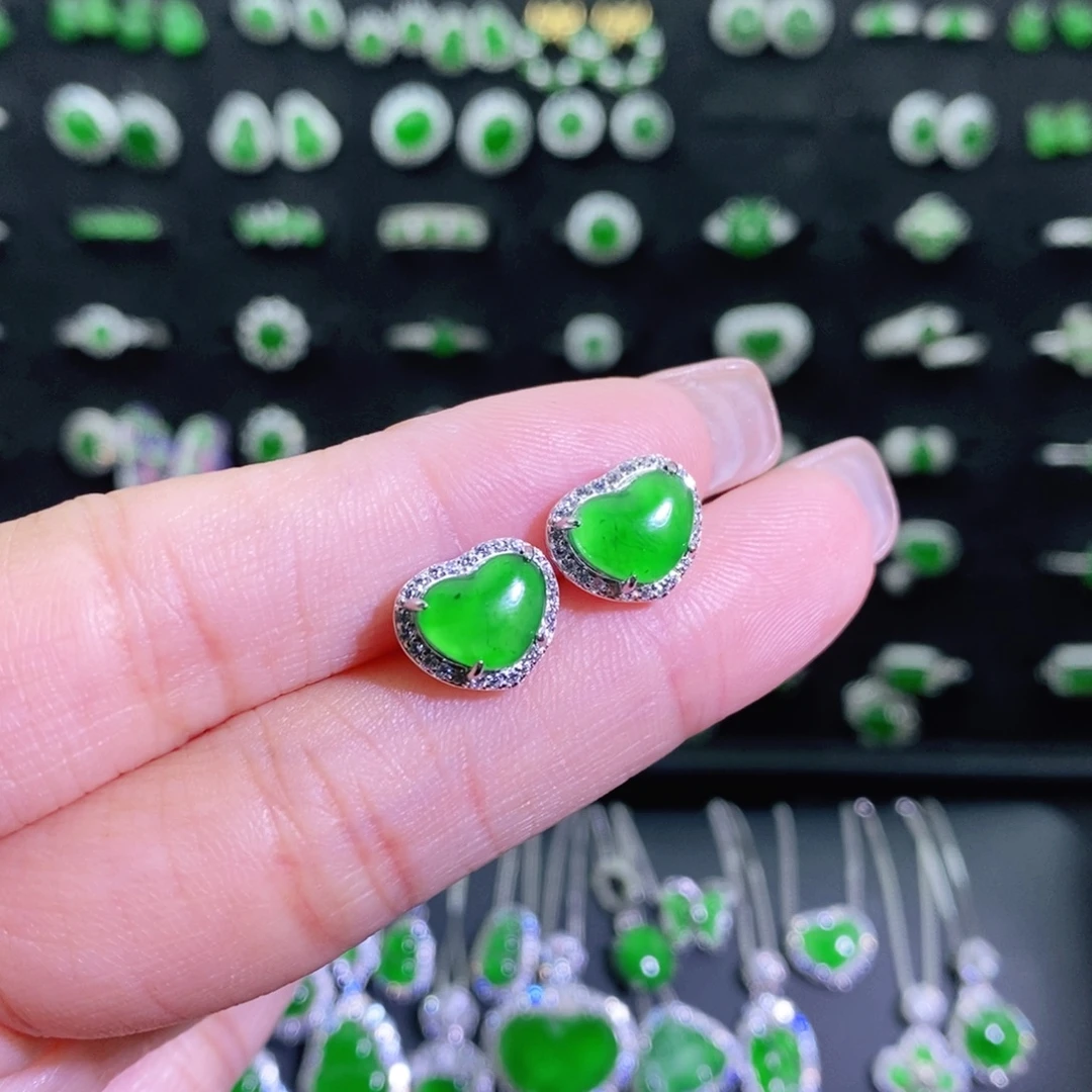 翡翠银S925镶嵌耳饰多样性