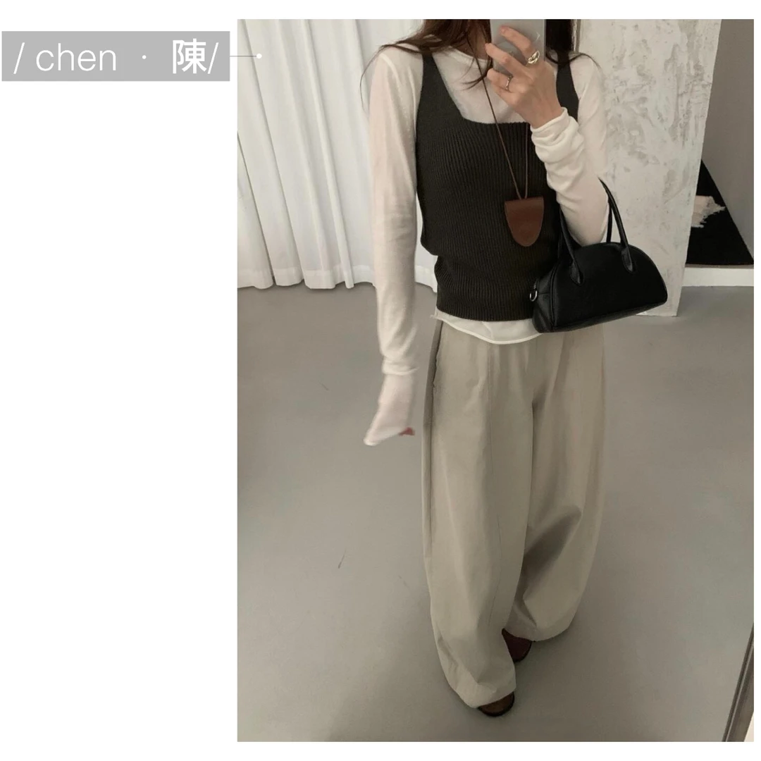 chen·陳韩系  叠穿  背心➕针织衫两件套（摩擦多会起球）