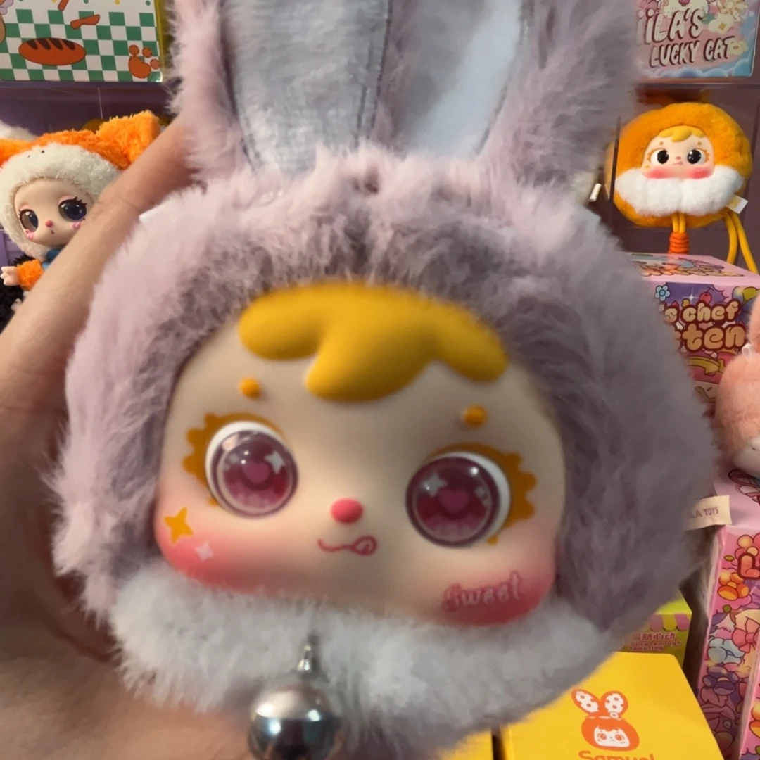 毛绒粉瞳满宝粉紫色招财兔