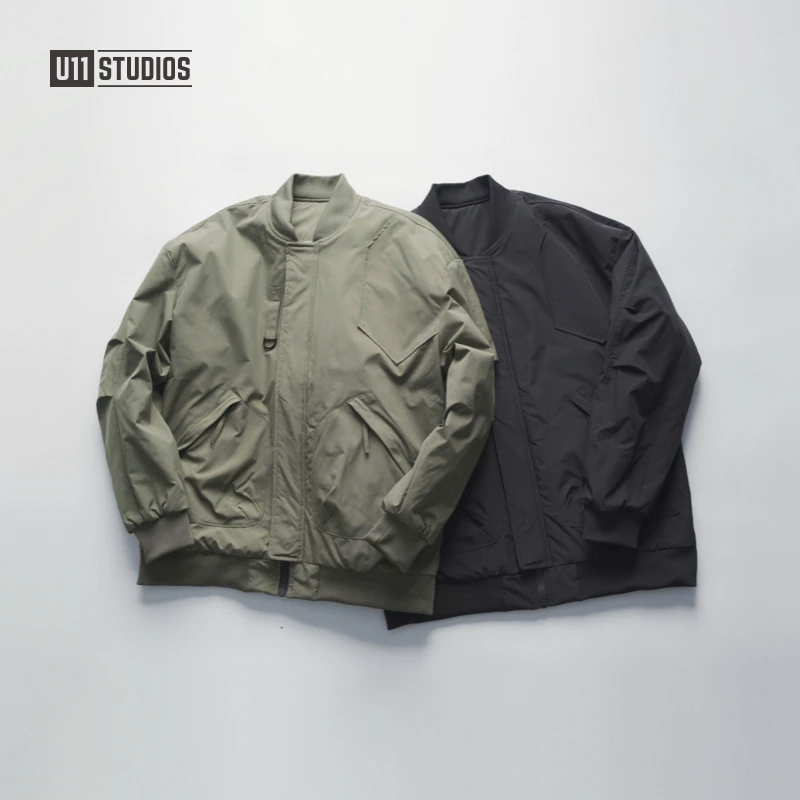 U11studios大码男装棒球领飞行夹克男士春秋时尚户外休闲百搭立领