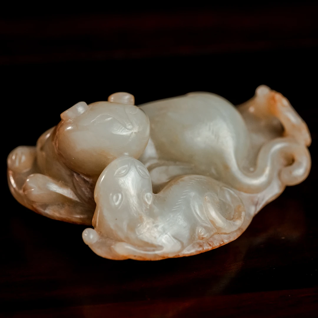 清代和田玉一夜双欢