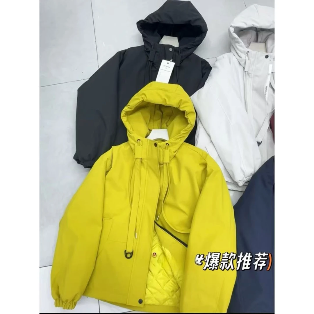韩版休闲时尚女短外套休闲风连帽冬季长袖加厚棉衣