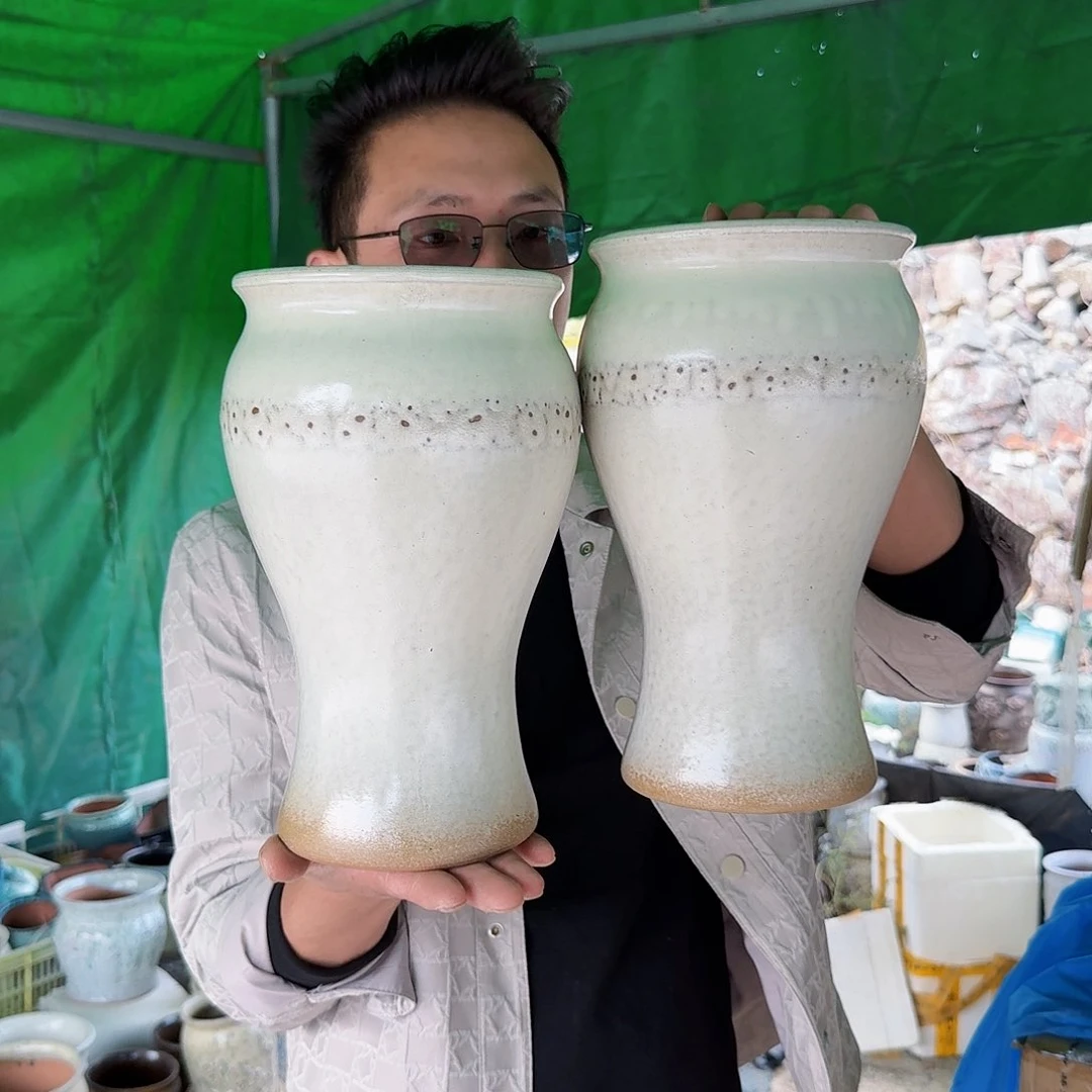 紫砂花盆口15高27（两个美人鱼白色圈圈