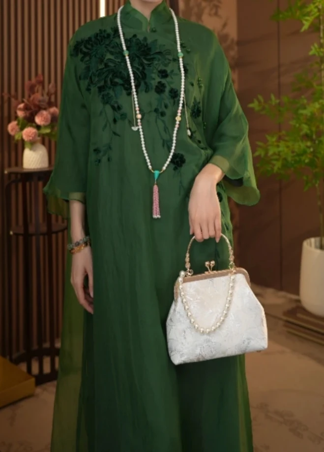 【水墨生花】新中式刺绣改良连衣裙2024B3327-娜拉