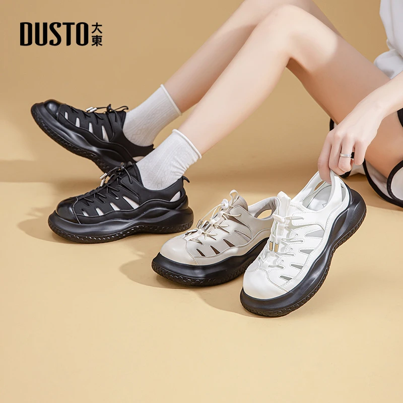 大东镂空透气老爹鞋2025夏季新款外穿舒适女鞋厚底增高鞋子女0186