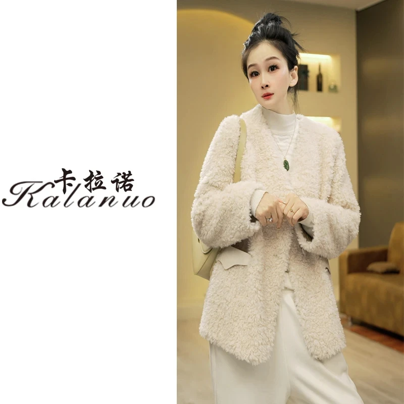 【卡拉诺】2024真皮油边美丽奴短款羊毛外套11292