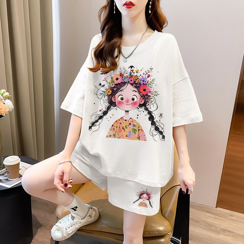 网红时尚运动套装女装纯棉夏季新款洋气小个子宽松休闲穿搭一整套