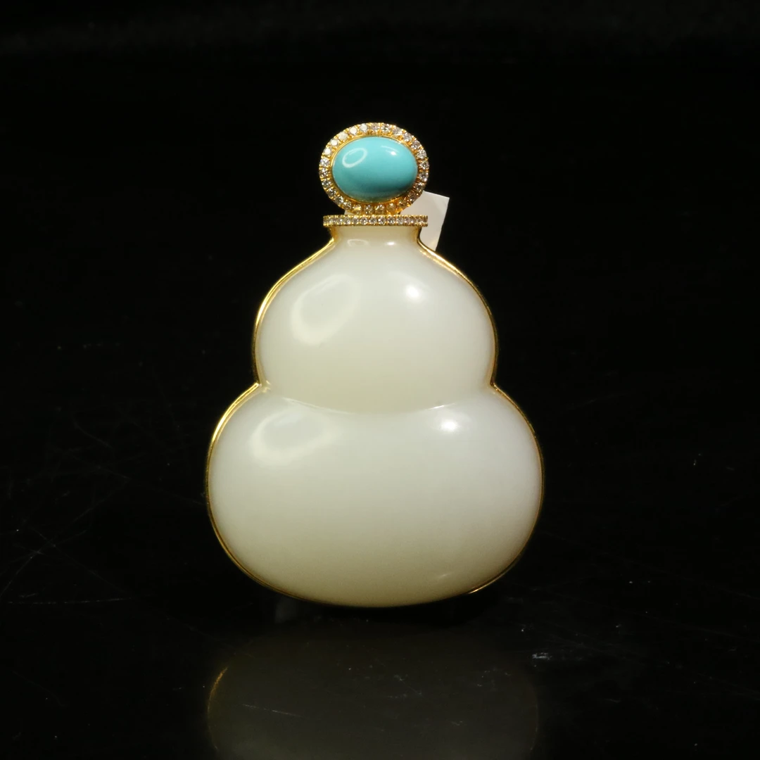 33和田玉18K金羊脂白葫芦吊坠/900131保利厦门拍卖