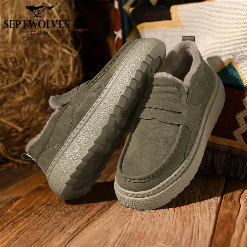 七匹狼耐磨低帮工装鞋保暖时尚休闲鞋棉鞋加绒防滑百搭休闲雪地靴