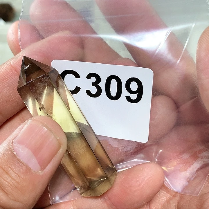 黄晶天然水晶柱子C309未镶嵌木*水