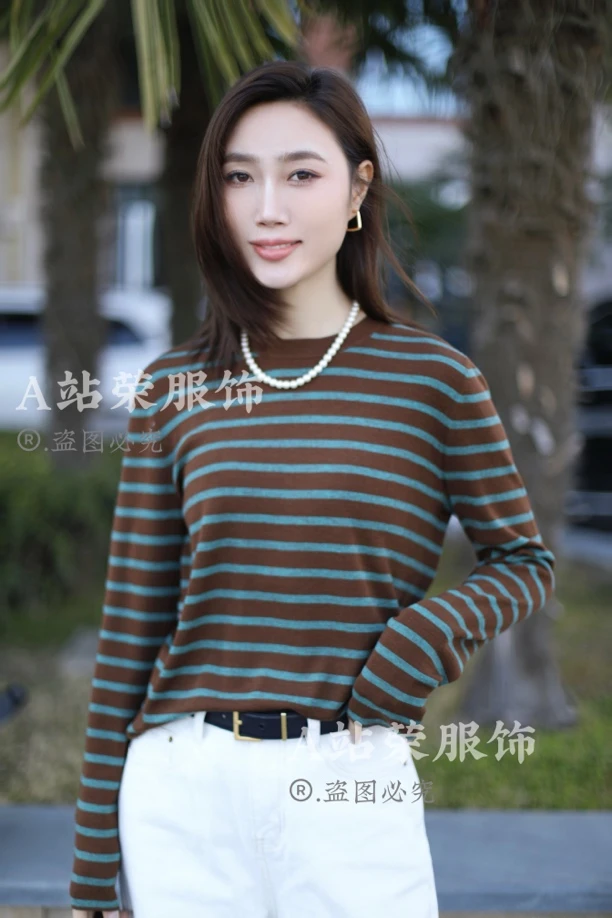 【荣姐精选】三色条纹长T