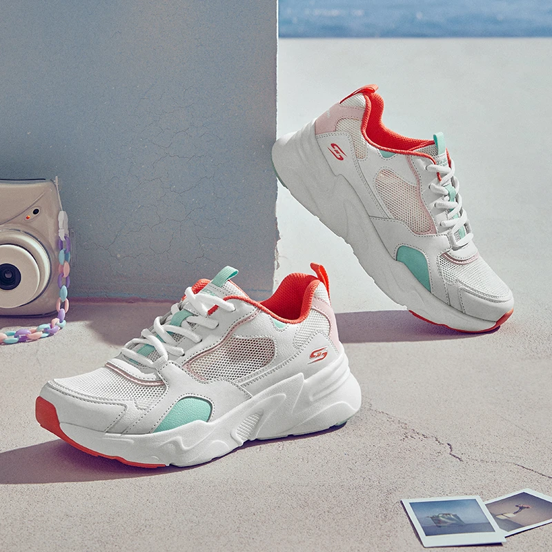 【缤纷马卡龙】斯凯奇轻薄网面软底女鞋休闲厚底增高老爹鞋透气鞋