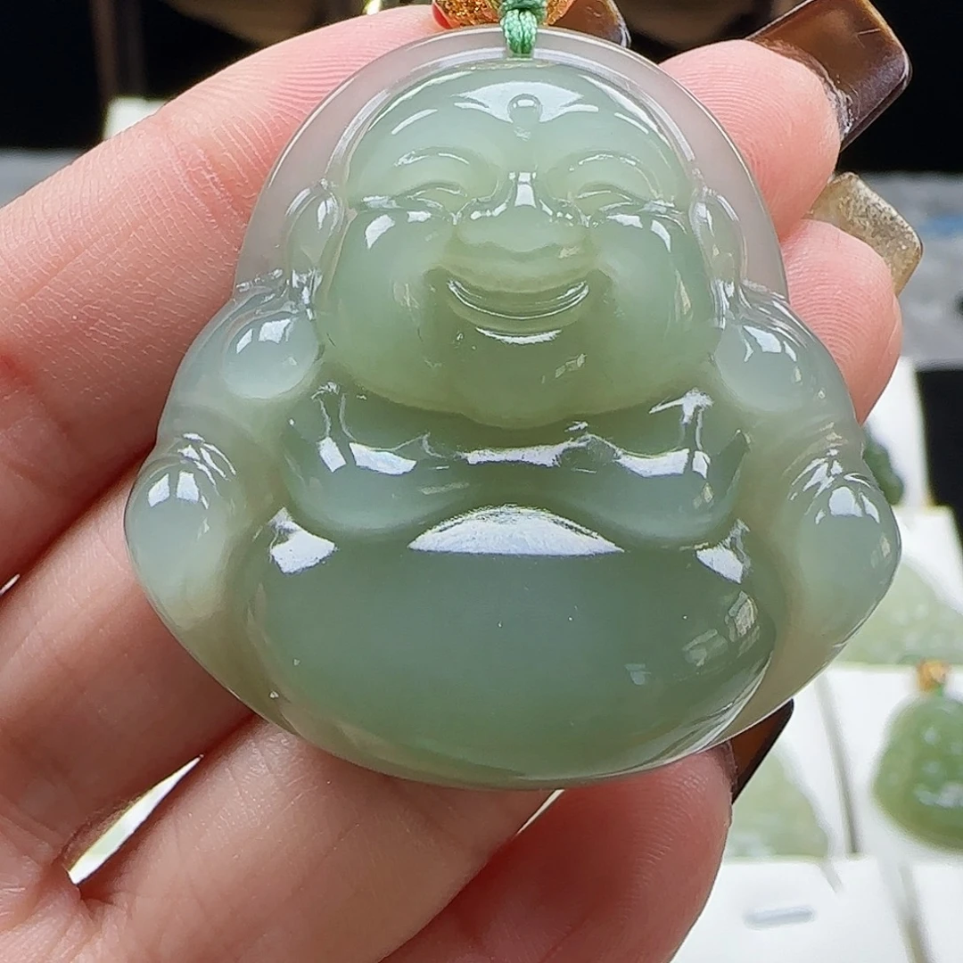 和田玉足金镶嵌吊坠(赠链)