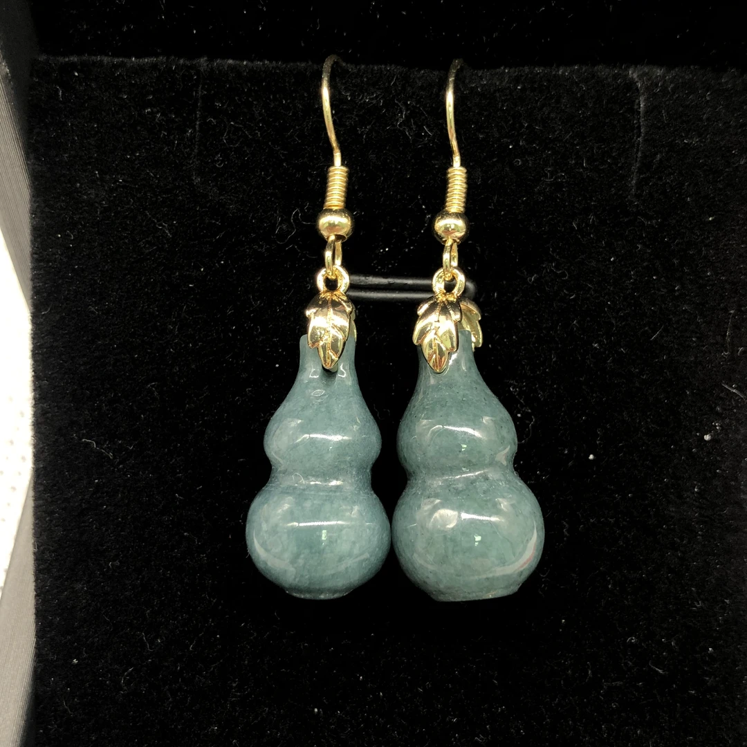 主播推荐新款天然A货翡翠蓝水大葫芦耳坠高档气质百搭105