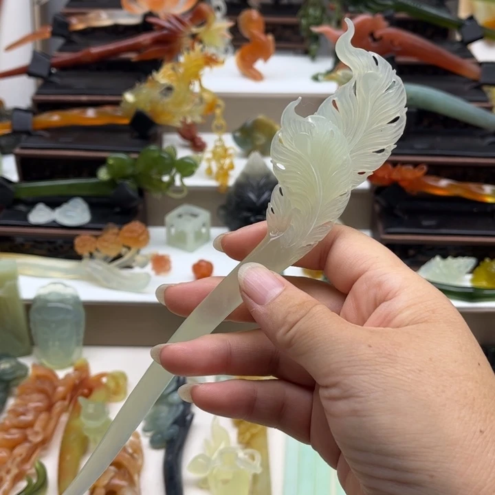 未镶嵌蛇纹石玉岫玉发簪