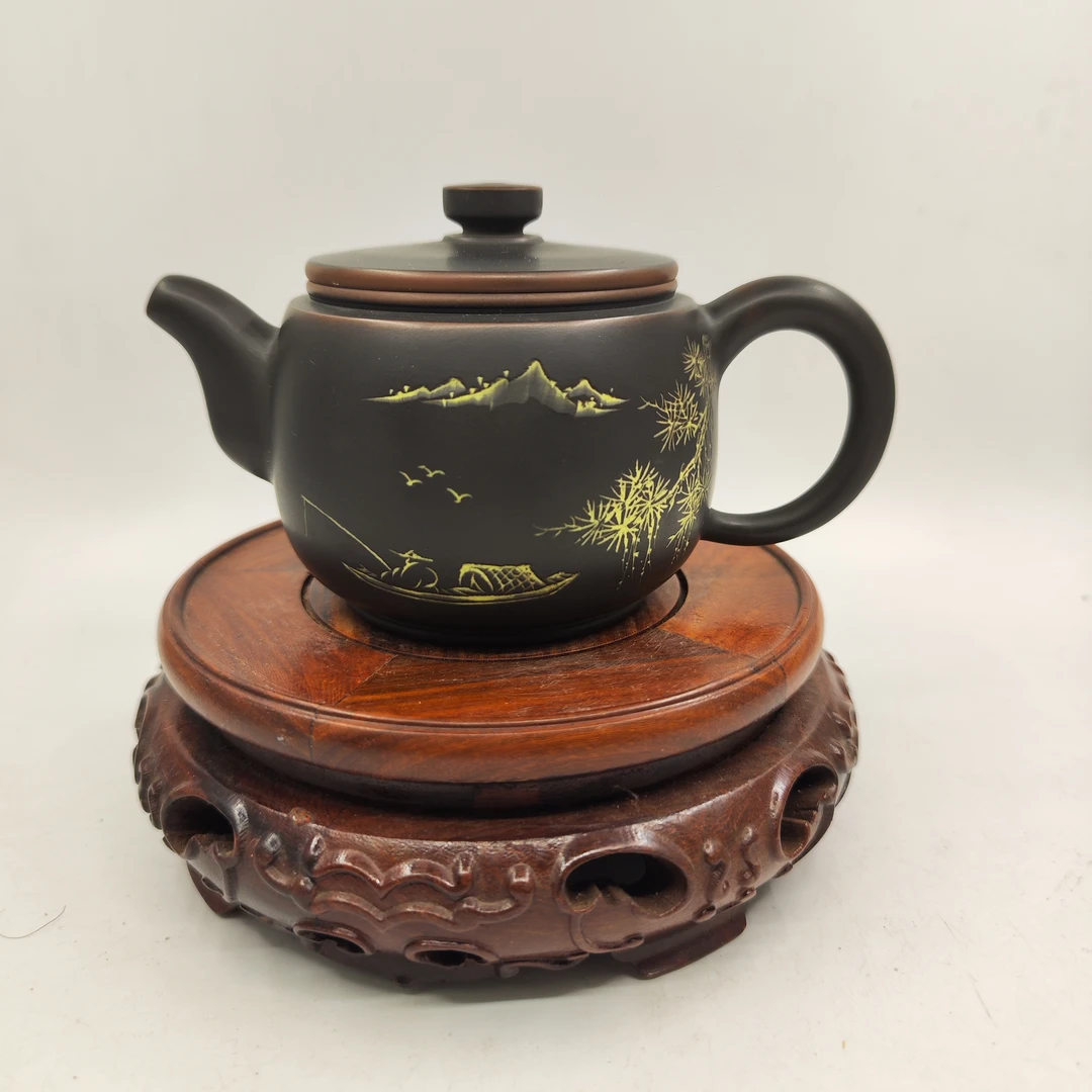 约230毫升左右大口汉瓦 纯手工泡茶壶 广西钦州坭兴陶