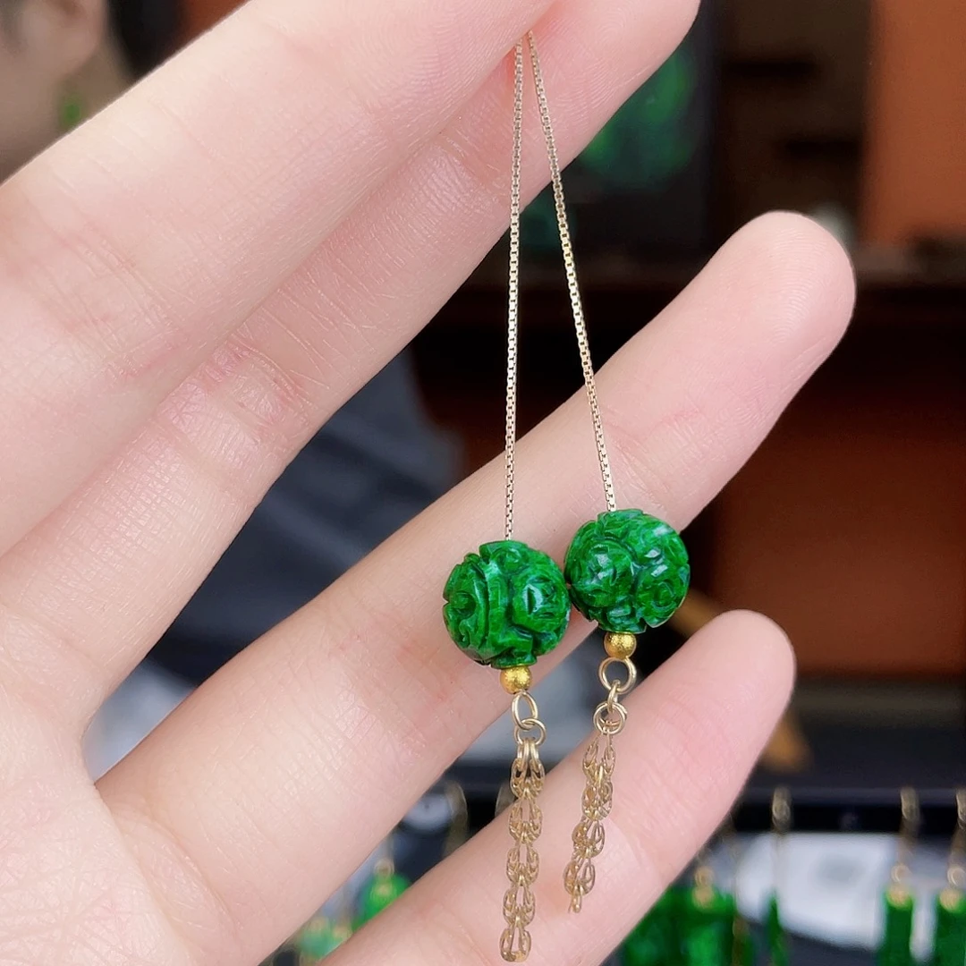 翡翠银S925镶嵌耳饰