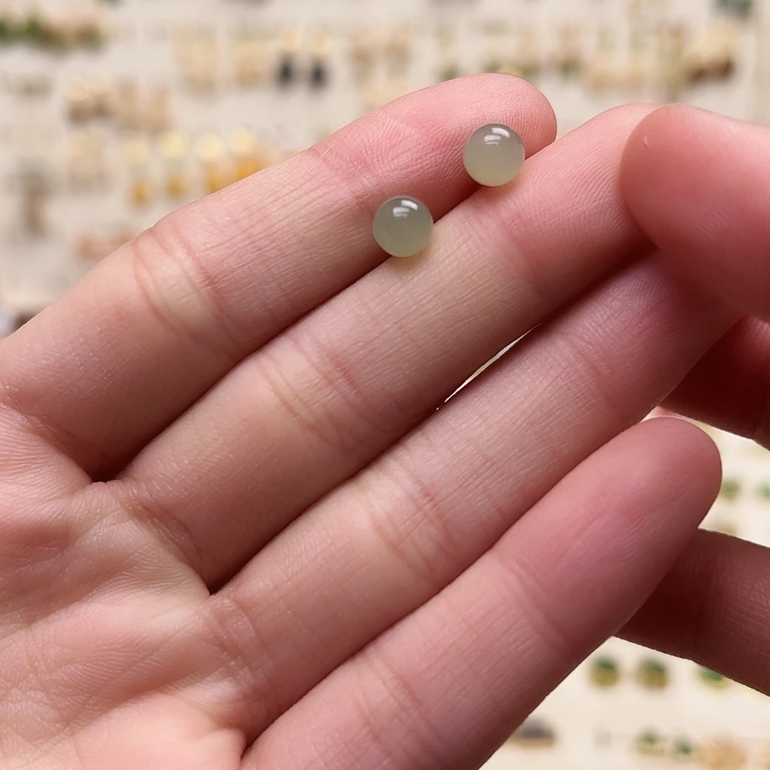 银S925镀金镶嵌和田玉耳钉