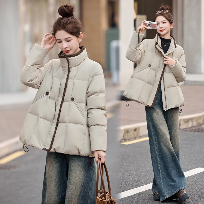 设计感立领短款羽绒服女2025冬季新款高级感气质减龄加厚保暖外套