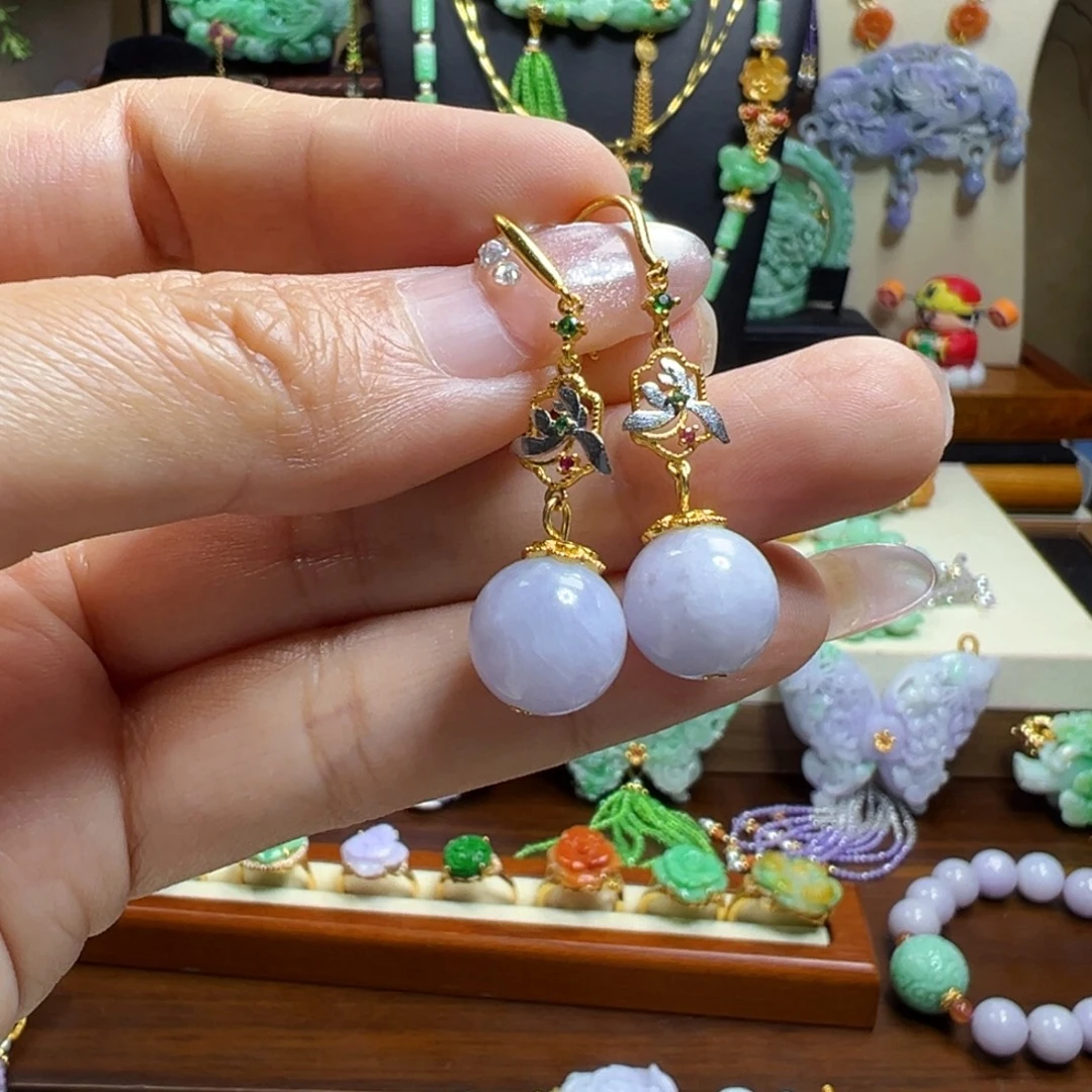 翡翠未镶嵌毛衣链紫