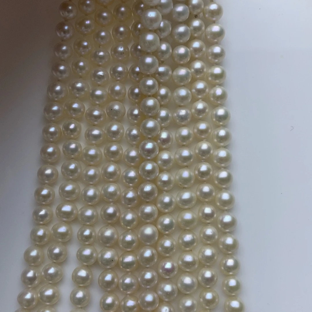 淡水珍珠项链银S925镶嵌7-8mm无核珍珠项链