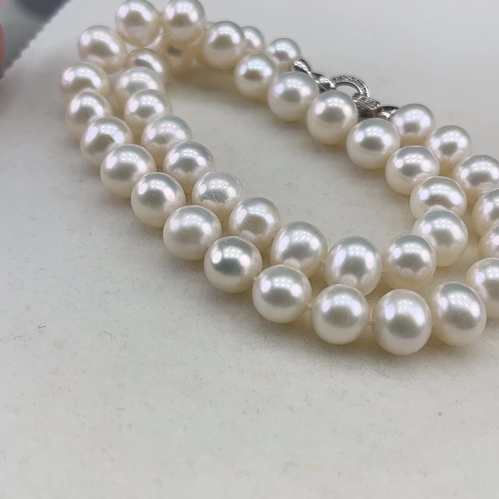 淡水珍珠银S925镶嵌颈饰10➕极光奥绿光高品