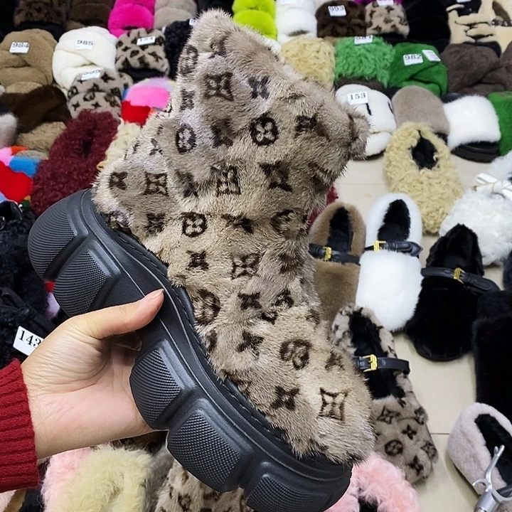 套趾拼貂短靴特价36码