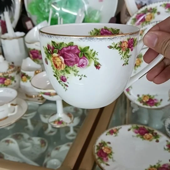 新疆西藏包邮6只装玫瑰拍金口径11.5厘米高9厘米500毫升大早餐杯