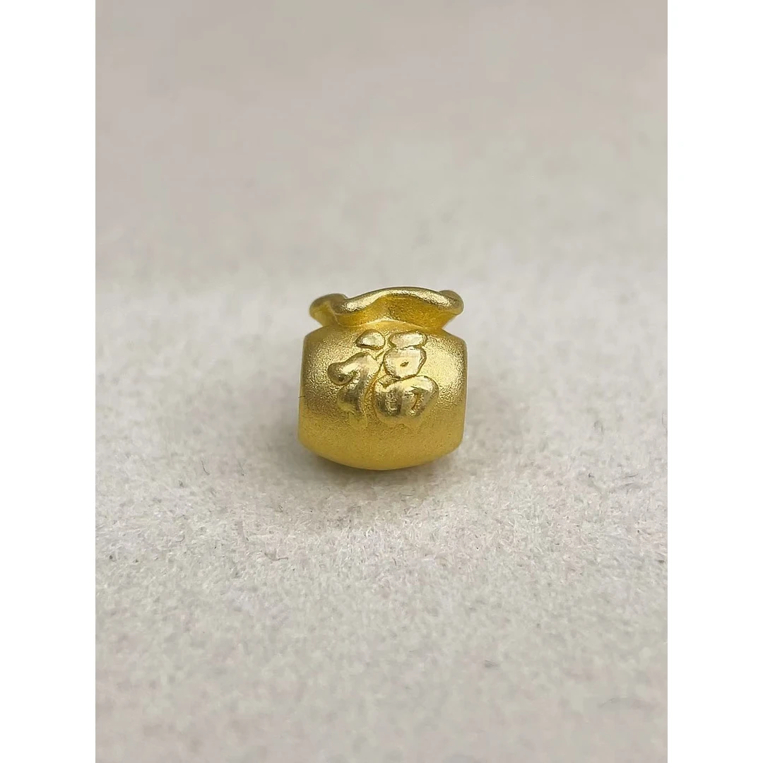 水贝黄金足金999加厚磨砂福字胖福袋DP1894