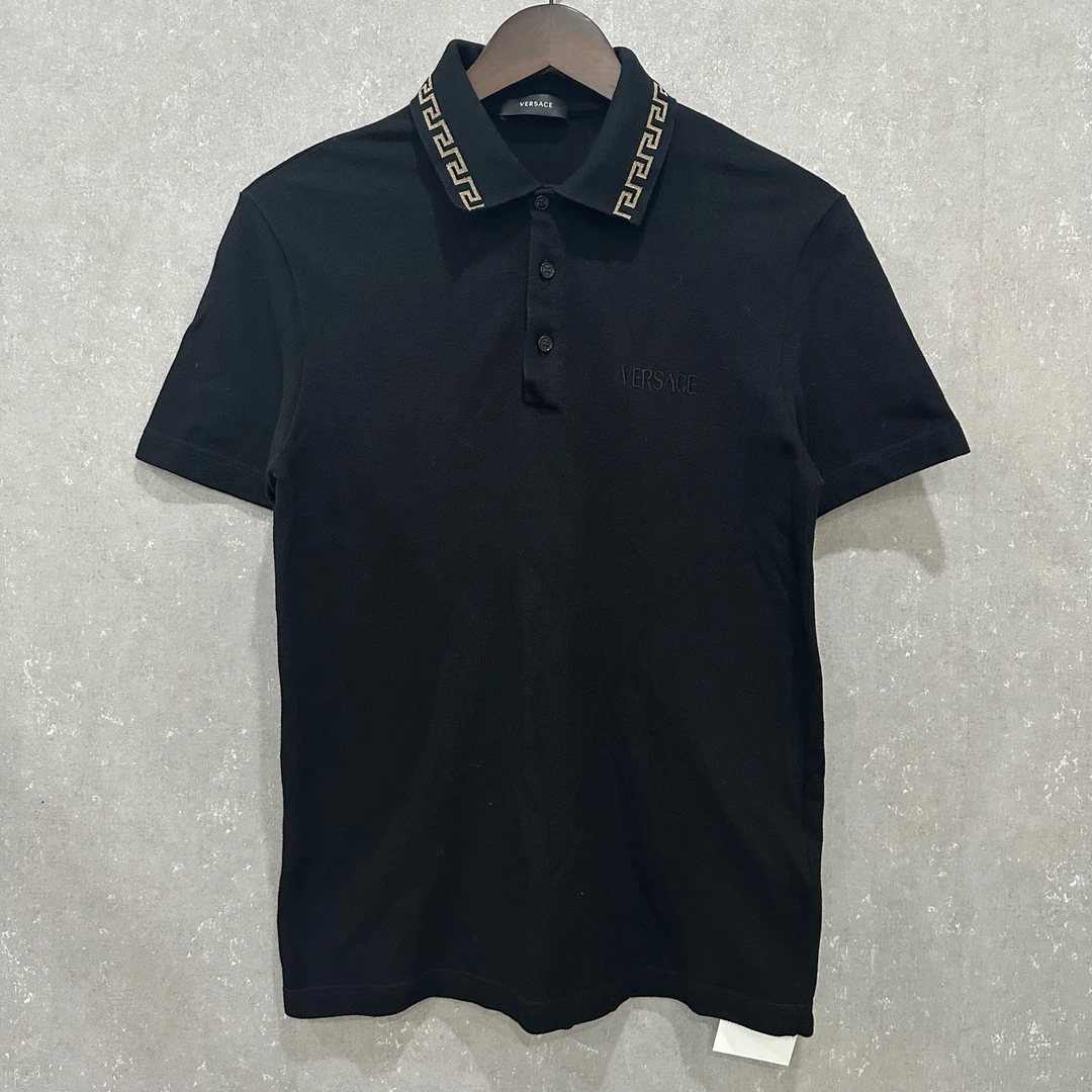 99新 VERSACE/范思哲 领口金丝刺绣logo短袖POLO衫XS码/006270