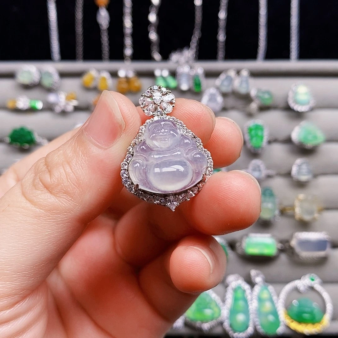 翡翠银S925镶嵌颈饰佛公