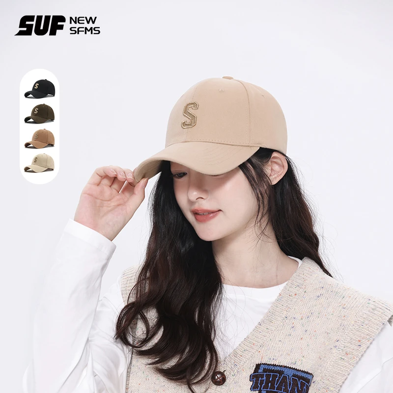 个性小众金线字母立体S硬顶棒球帽街头穿搭时髦修饰头型鸭舌帽