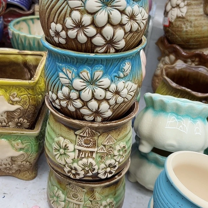 多肉绿植陶瓷花盆9.9包邮，有孔