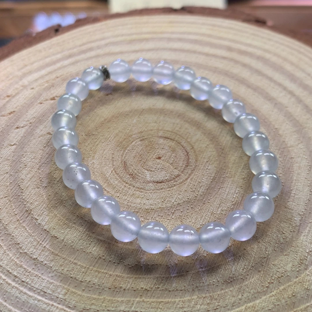 翡翠未镶嵌手链高冰白冰白冰6mm