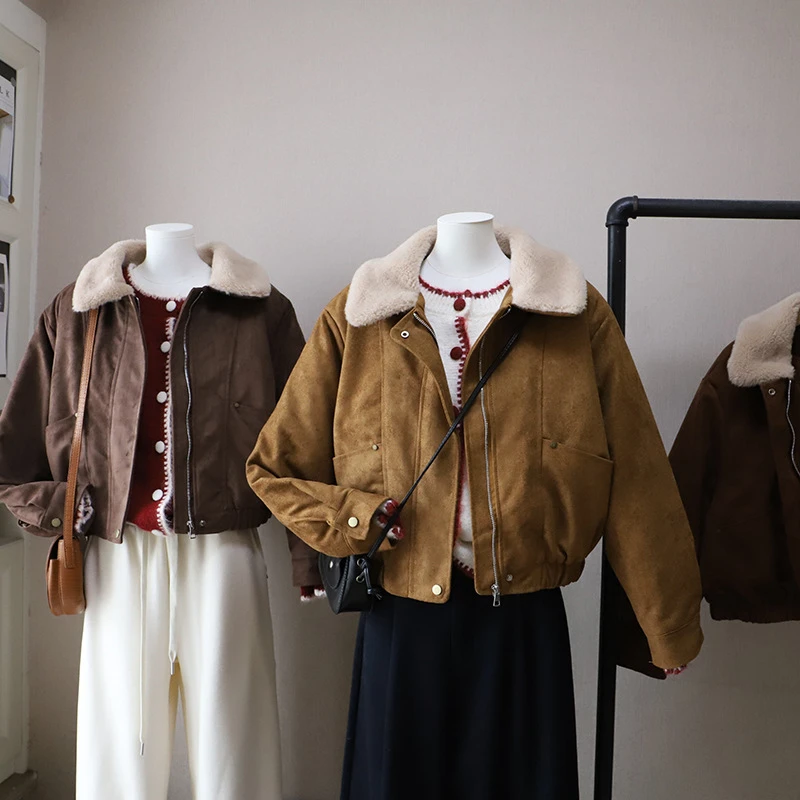 [比正]2025冬季新韩版高级感时尚显瘦加厚保暖毛领棉服外套女5611