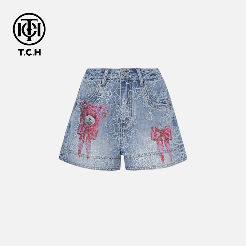 TCH私服烫钻工艺新时尚淑女百搭新潮流短裤女T75B21E5007轻奢tch