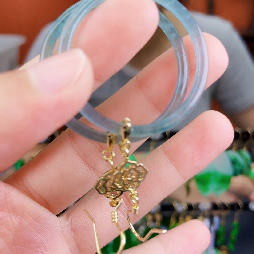 翡翠未镶嵌耳饰饰品