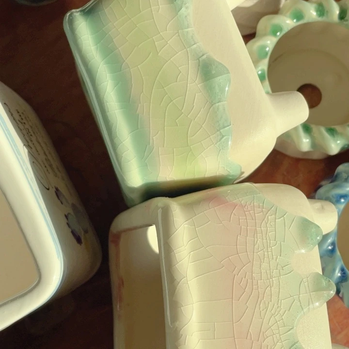 陶瓷8*8 半手工花盆浮力炸啦默认微瑕