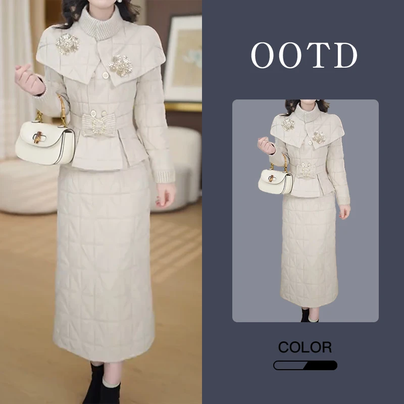 时尚高端秋冬季新款百搭优雅保暖休闲风气质显瘦高级感中长款套装