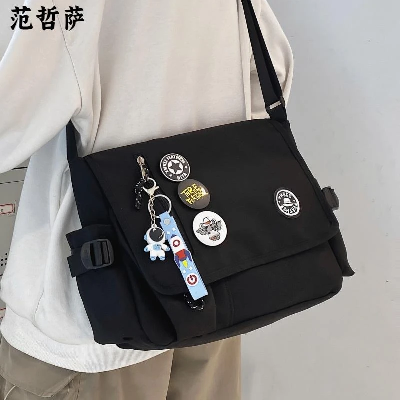 初中生补课包青少年单肩补习袋休闲斜挎包高中学生书包帆布包男孩